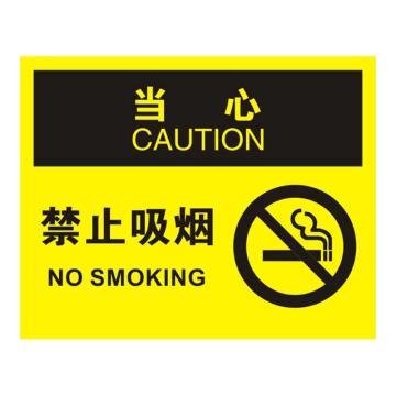 Raxwell OSHA安全标识当心-禁止吸烟（有图），250*315mm，1.5mm厚ABS板 RSSO0799