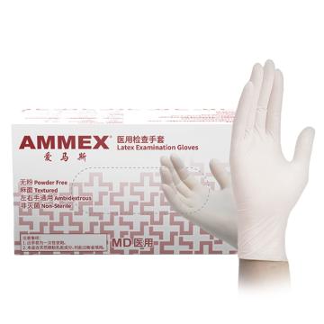 AMMEX/爱马斯 一次性橡胶手套经济型，无粉掌麻，L，100只/盒 TLFVMD46100