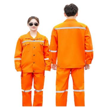 恒漉 阻燃防静电长袖工作服套装 含上衣 裤子橘红色 TZ15-9,165码