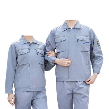 英格杰家 夏季防酸碱防静电工作服套装160-190，B款银灰色(夏款)（下单备注尺码） TZS16X-2