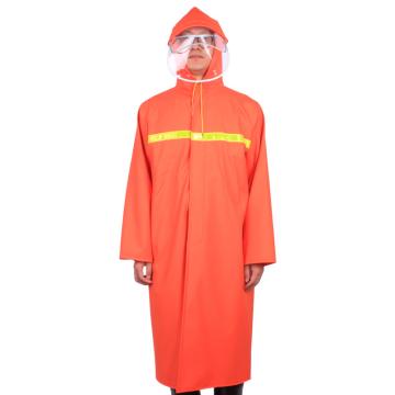 成楷科技 加厚防水防汛雨衣 户外双帽檐反光雨披加长款男士雨衣橘色 CKB-Y109OR-XL