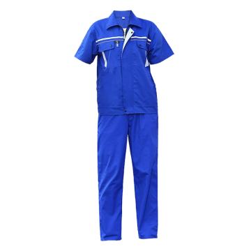 Raxwell 工作服套装夏季短袖单层涤棉，35%棉65%涤，艳蓝色，2XL码（同款10套起订） RW8235