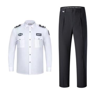 英格杰家 春夏季保安作训服制服160-190（配标贴，下单备注尺码，印制需另收费） JFBACY002+JFBAF003，白色长袖套装