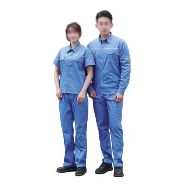 雅姿坊 防静电工作服夏季短袖，湖兰色带反光条（同系列30套起订） 2021YZF6001短袖-170