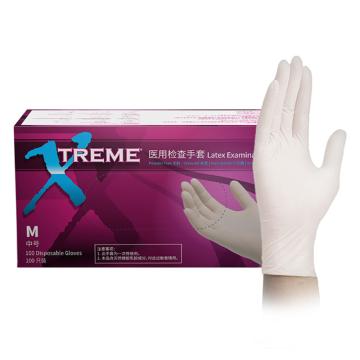 AMMEX/爱马斯 一次性乳胶检查手套100只/盒，10盒/箱 XLFRT M码
