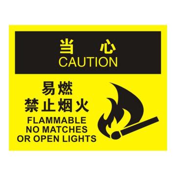 Raxwell OSHA安全标识当心-易燃禁止烟火，250*315mm，1.5mm厚ABS板 RSSO0829
