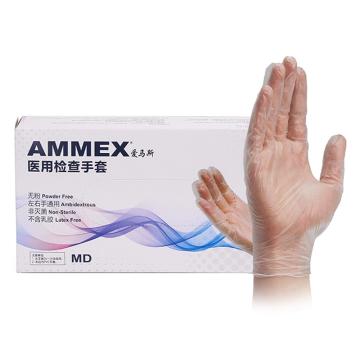 AMMEX/爱马斯 一次性PVC手套无粉光面，L，100只/盒 10盒/箱 GPX3M46100，L