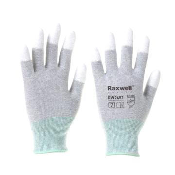 Raxwell 防静电手套13针碳纤维指浸PU工作手套，XL码，10副/包 RW2455