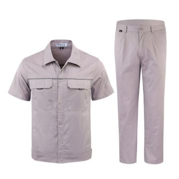 英格杰家 纯棉短袖耐磨工作劳保服套装160-190（下单备注尺码，印制需咨询），定制logo另外收费 GYJ902，灰色