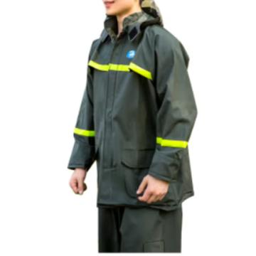 姜太公 绿色针织布雨衣 骑行雨衣套装 带反光条 T4506A，XL