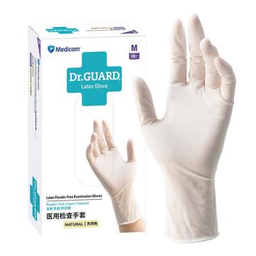 麦迪康 一次性医用检查乳胶手套乳白色，舒适型，无粉，微麻面，5.8g，100只/盒，10盒/箱 1662A，特小号
