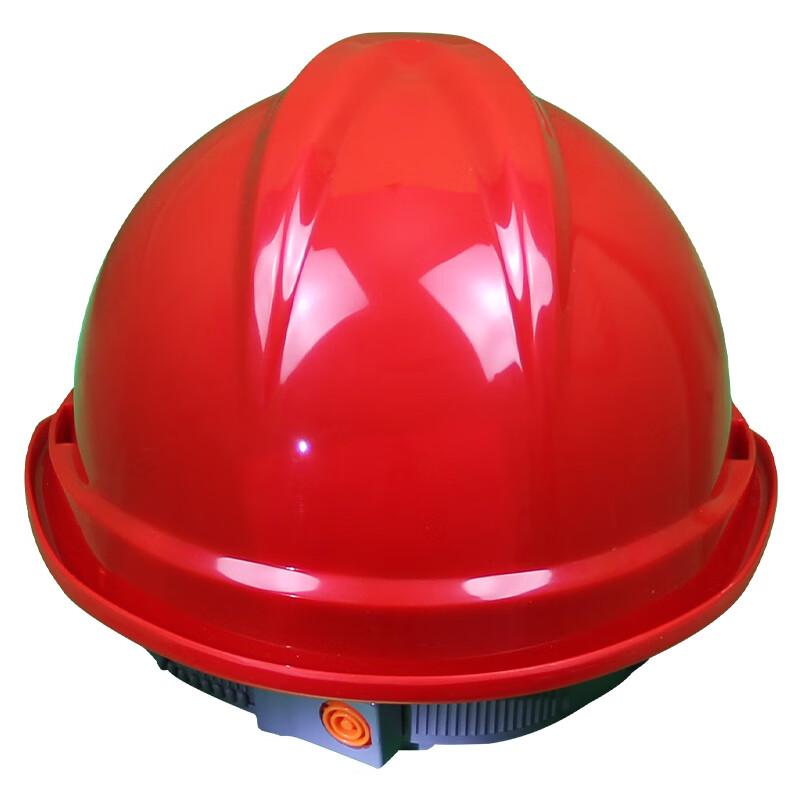 安客来 V型透气孔ABS安全帽按钮款 可定制LOGO HSKY-3-V 红色 按钮款