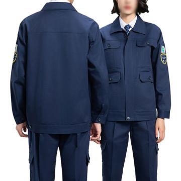 英格杰家 全棉防阻燃春秋套装藏蓝色 GYJ-8003-175