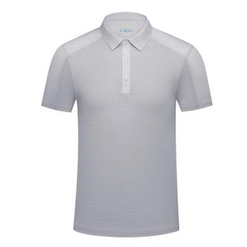 英格杰家 提花网眼针织拼肩短袖T恤POLO衫 GYJ1188T浅灰色，2XL