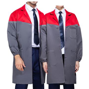 英格杰家 拼色大褂工作服夏季薄款耐磨工厂罩衣160-190（尺码可选） TL6001，灰拼红肩（长袖）
