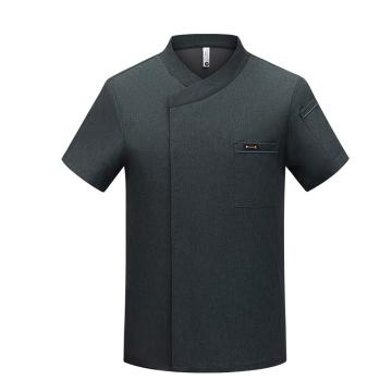 英格杰家 夏季厨师工作服套装高档短袖 TL1696，灰色,3XL