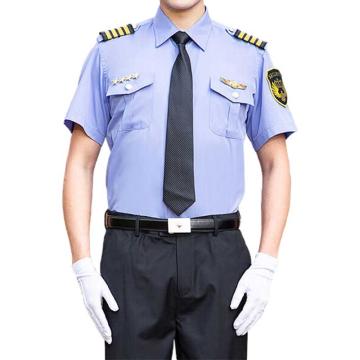 英格杰家 形象岗保安服制服衬衣短袖套装含配件，160-190（下单备注尺码） JFXXG004，蓝色