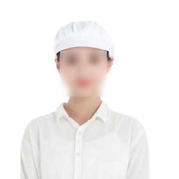 者也 防尘帽餐饮工作帽女车间纺织工厂，透气食品厨师帽厨房包头，帽檐款全布式白色 20701-2