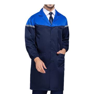 英格杰家 拼色大褂工作服夏季薄款耐磨工厂罩衣160-190（尺码可选） TL6001，藏蓝拼宝蓝（长袖）