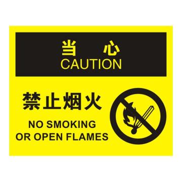 Raxwell OSHA安全标识当心-禁止烟火(有图)，250*315mm，1mm厚铝板 RSSO0804