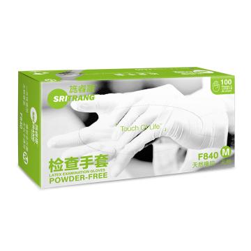 施睿康 一次性乳胶检查手套无粉，5.9g，100只/盒，10盒/箱 F840-L