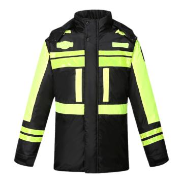 成楷科技 冬季反光棉袄 保暖棉衣 加厚反光雨衣 反光工装服黑色 CKB-MF072-2XL