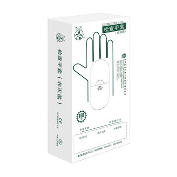 橡树 一次性使用非无菌检查手套 无粉光面，中号，100只/盒