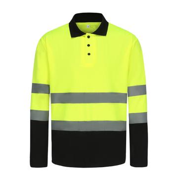巨化 警示服夏装长袖鸟眼布全涤针织布（警示+阻燃），荧光黄+黑色，M-2XL（下单备注尺码） JHOMTAN2401WB