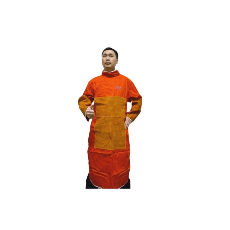 威仕盾 阻燃布加牛皮焊工反穿衣橙红色/阻燃布＋牛二层皮 FW-1847