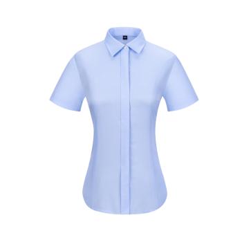 笙谷 短袖商务衬衫女士浅蓝细斜100%棉100支双股成衣免烫 XGSJVD2032-41