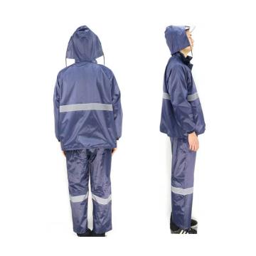 拓德 双层分体雨衣套装藏青色 带反光条，网格内衬 TD-BP602-XXXL