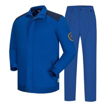 英格杰家 防静电纯棉工作服春秋套装特种工程服160-190（下单备注尺码） TZ-166，中蓝拼深蓝