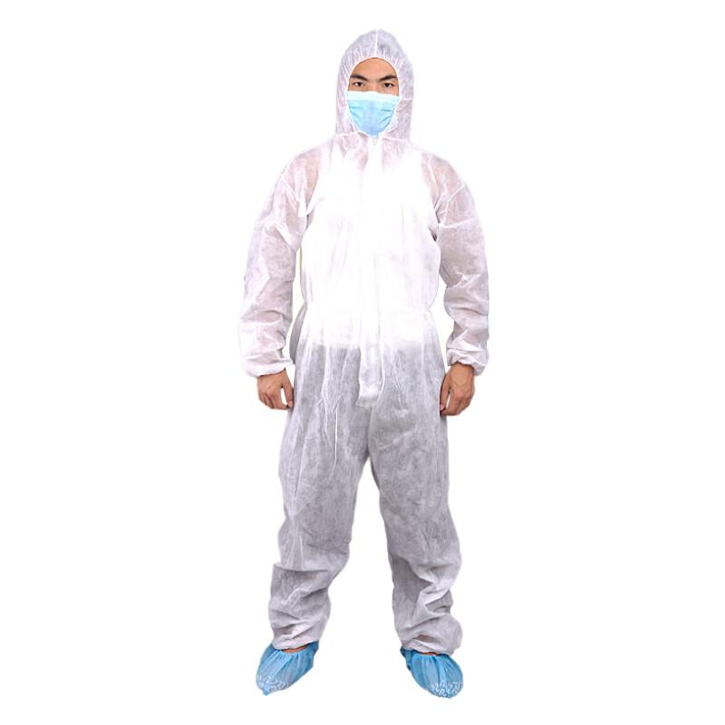 共泰 一次性防护服 连帽连体隔离衣 防尘养殖场喷漆工作服 GTFH06-PP白色无脚-XL