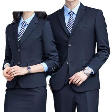 英格杰家 商务修身西服工作职业套装两扣西服2件套（男女款可选） ZZH168A-168kz，藏青L