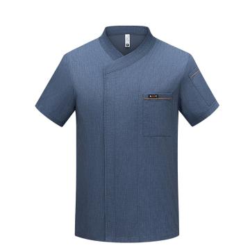 英格杰家 夏季厨师工作服套装高档短袖M-4XL，下单备注尺码 TL1696，牛仔蓝