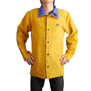 友盟 焊接防护服金黄色皮配蓝色阻燃背布焊接服 AP-3060-M