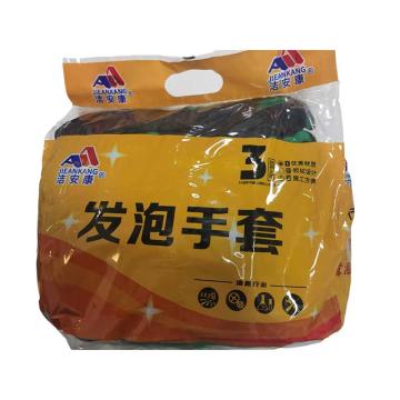 洁安康 乳胶手套12双/打，均码 绿纱黑发泡王