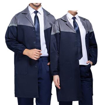 英格杰家 拼色大褂工作服夏季薄款耐磨工厂罩衣160-190（尺码可选） TL6001，藏蓝灰肩（长袖）