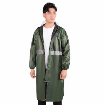 汉盾 带反光条单层连体雨衣，门襟拉链款，均码 HD-RAC006军绿色