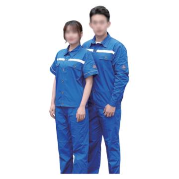 雅姿坊 防静电工作服夏季长袖，艳兰色带反光条（同系列30套起订） 2021YZF6004长袖-165