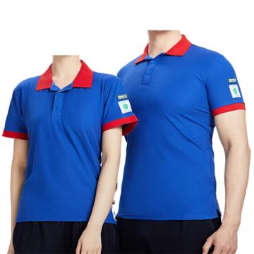 英格杰家 夏季防静电POLO衫工作短袖160-195（下单备注尺码，印制需咨询），定制logo另外收费 LW-6074，艳兰红领