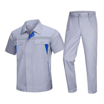 英格杰家 夏季工作服短袖男女套装160-190（下单备注尺码，印制需咨询），定制logo另外收费 GYJ6005，灰色