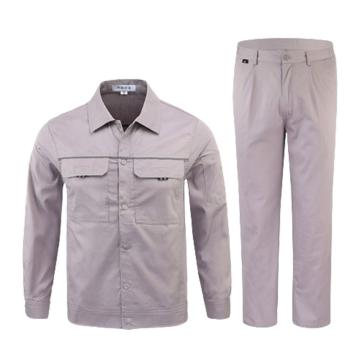 英格杰家 纯棉长袖耐磨工作劳保服套装160-190（下单备注尺码，印制需咨询），定制logo另外收费 GYJ992，灰色