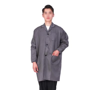 共泰 加厚劳保服大褂工装尼连体防尘服长袖灰色可印字GT-LBG-12H均码 GT-LBG-12H