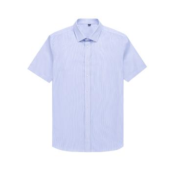 笙谷 短袖商务衬衫男士白底蓝条100%棉成衣免烫 XGSJND2003-41