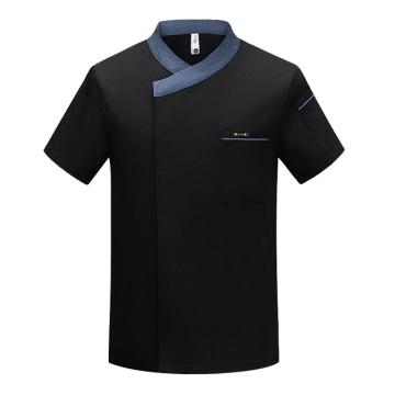 英格杰家 夏季厨师工作服套装高档短袖 TL1696，黑色,M