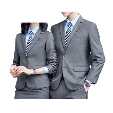英格杰家 商务修身西服工作职业套装S-5XL(备注尺码）两扣西服2件套（男女款可选） ZZH168A-168kz，灰色