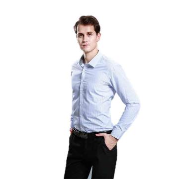 笙谷 长袖商务衬衫男士蓝色条纹涤棉 XGGL306-42