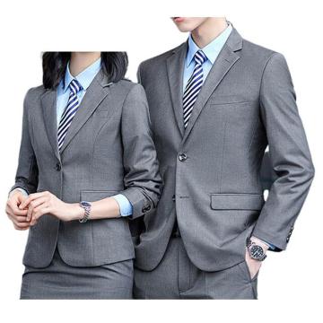 英格杰家 商务修身西服工作职业套装两扣西服2件套（男女款可选） ZZH168A-168kz，灰色M