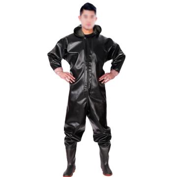 共泰 PVC全身下水裤加厚连体裤防水捕鱼服仿皮纹袖口舒适耐磨 GT-XSK-1001Q，37码